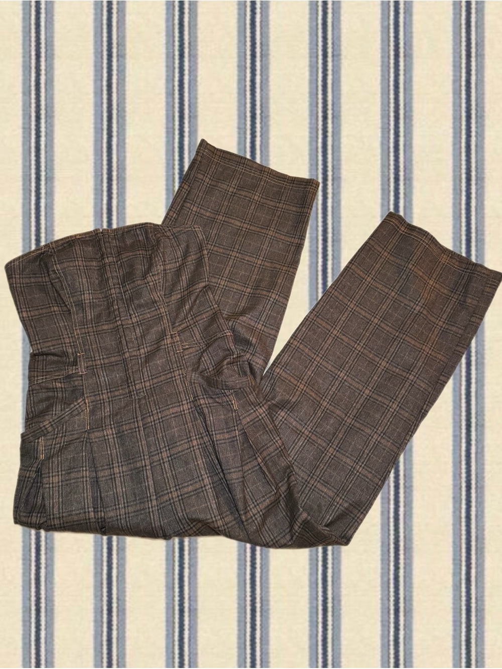 Urban Outfitters Brown Plaid Strapless Jumpsuit
